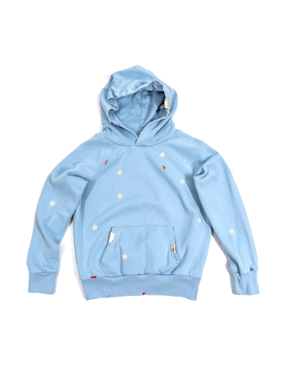 Polo Ralph Lauren Girls Floral Embroidered Cotton Terry Hoodie L (12-14) Blue